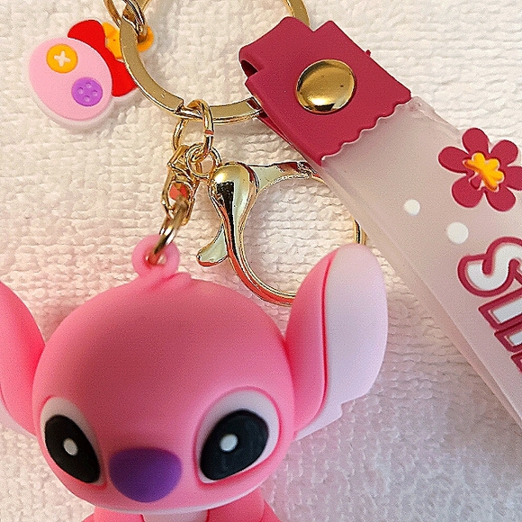 Stitch Sitting Keychain Silicone Wristlet Design Clip On. - Picture 3 of 4